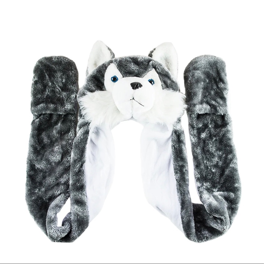 Husky Timber Wolf Plush Hat